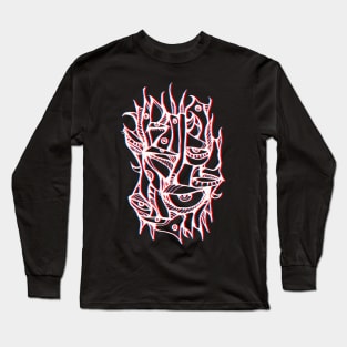 Abstract lines surreal magic eyes 3D red Long Sleeve T-Shirt